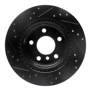 BMW 320I Brake Rotor (1) - Rear Right - R1 Concepts - Drilled & Slotted - Black - `06-`21